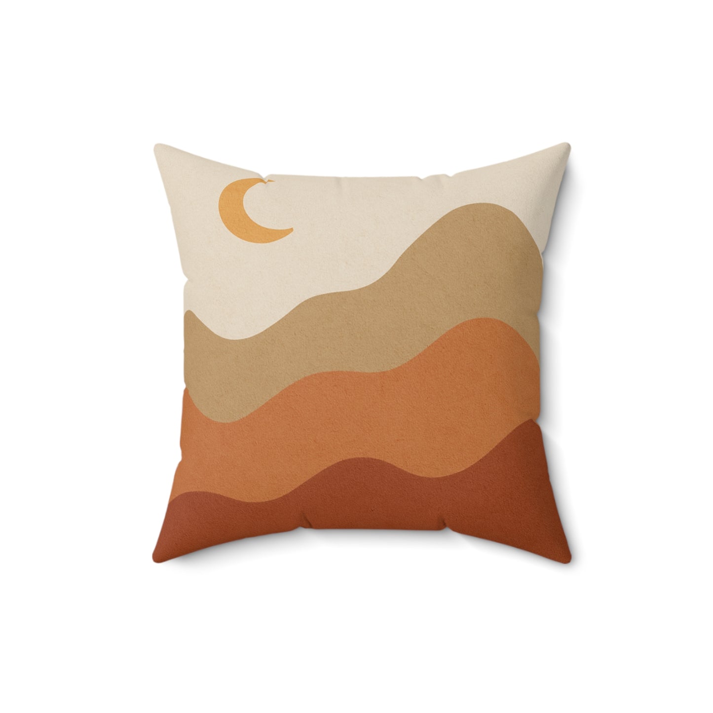 Desert Sunset Throw Pillow - Boho Landscape Cushion with Crescent Moon & Double-Sided Print