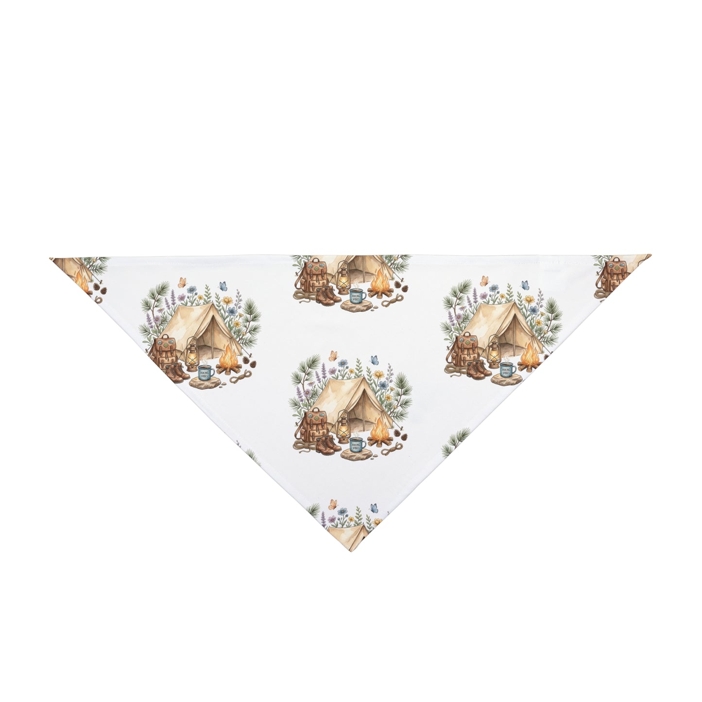 Camping Dog Bandana — Cute Tent & Campfire Pet Scarf