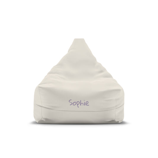 Personalized Kids Bean Bag Cover — Custom Name Sophie, Soft Cream Lounge Chair