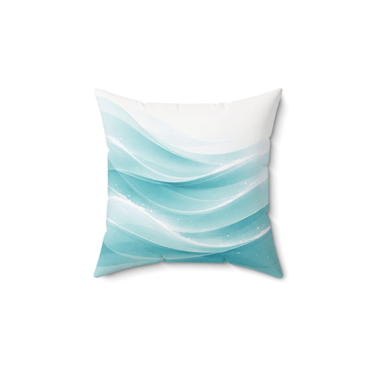 Ocean Wave Decorative Pillow — Aqua Coastal Throw Pillow