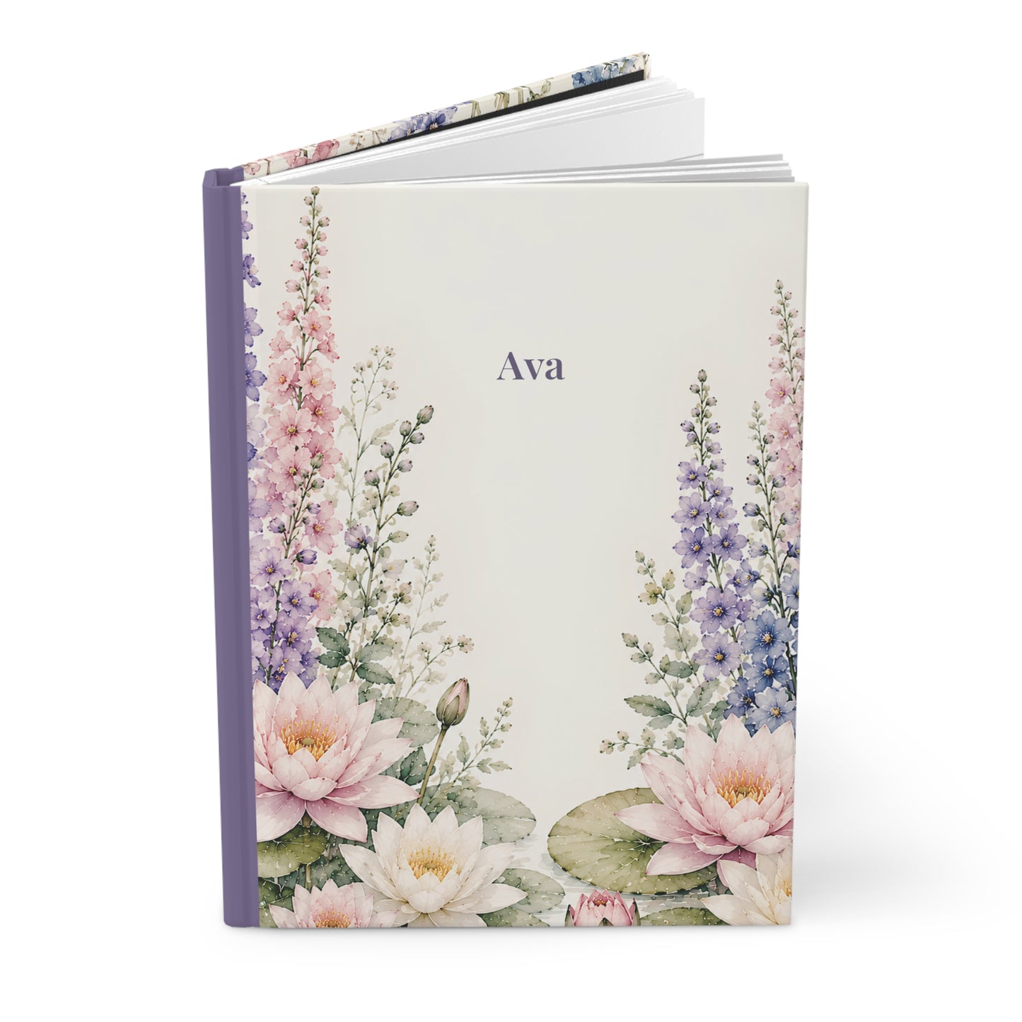 Floral Watercolor Hardcover Journal — Personalized 'Ava' Notebook for Gifts, Mother's Day & Spring