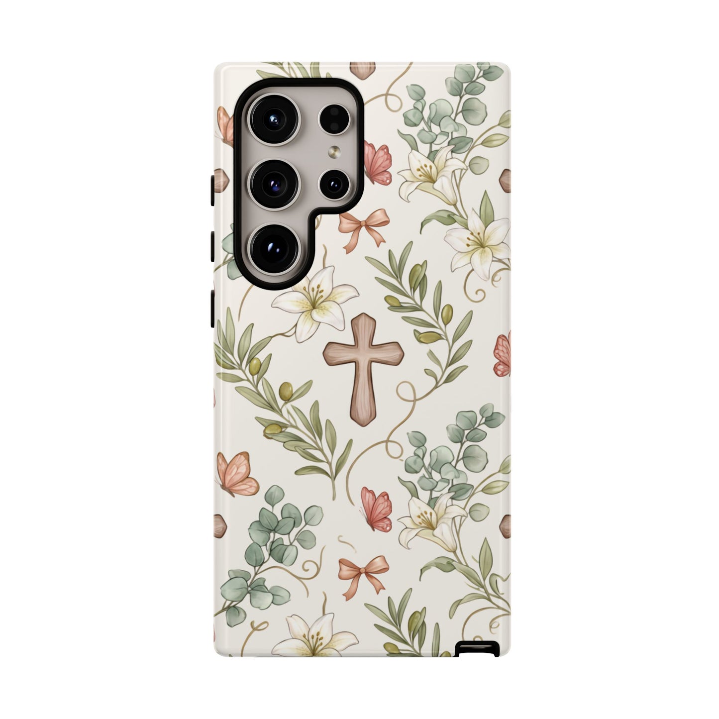 Floral Cross Tough Phone Case – Faith-Inspired Protective iPhone Cover