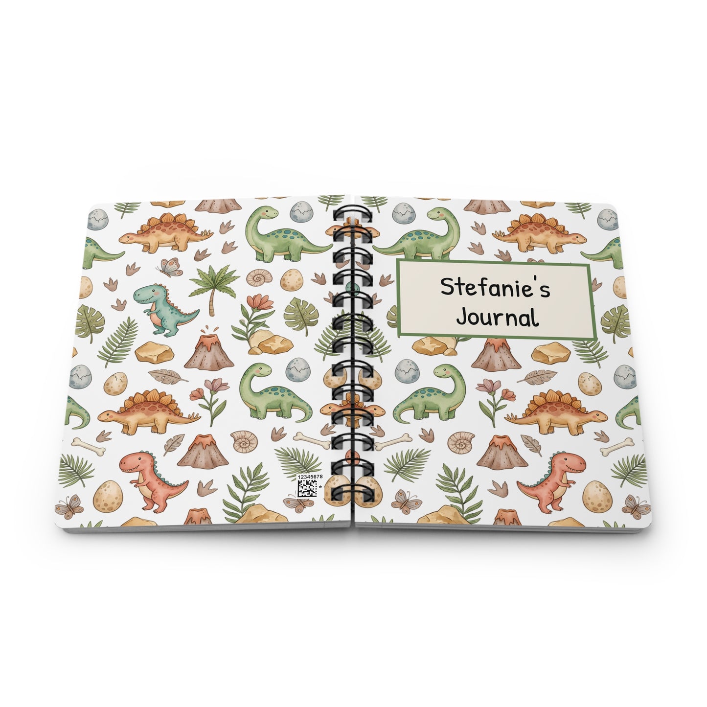 Personalized Dinosaur Spiral Journal – Cute Dino Kids Notebook