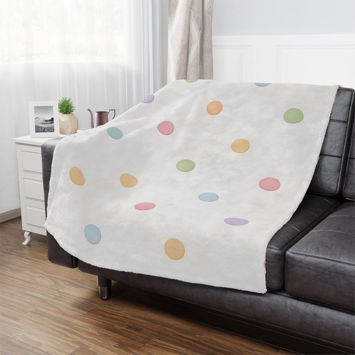 Pastel Polka Dot Minky Blanket — Soft Plush Baby Throw