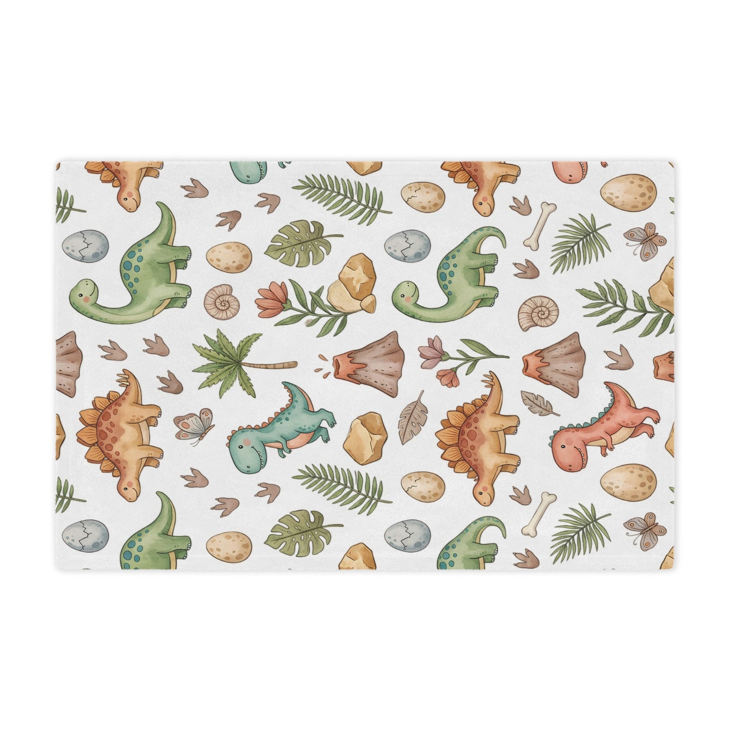 Dino Nursery Minky Blanket — Cute Watercolor Dinosaurs Baby Throw