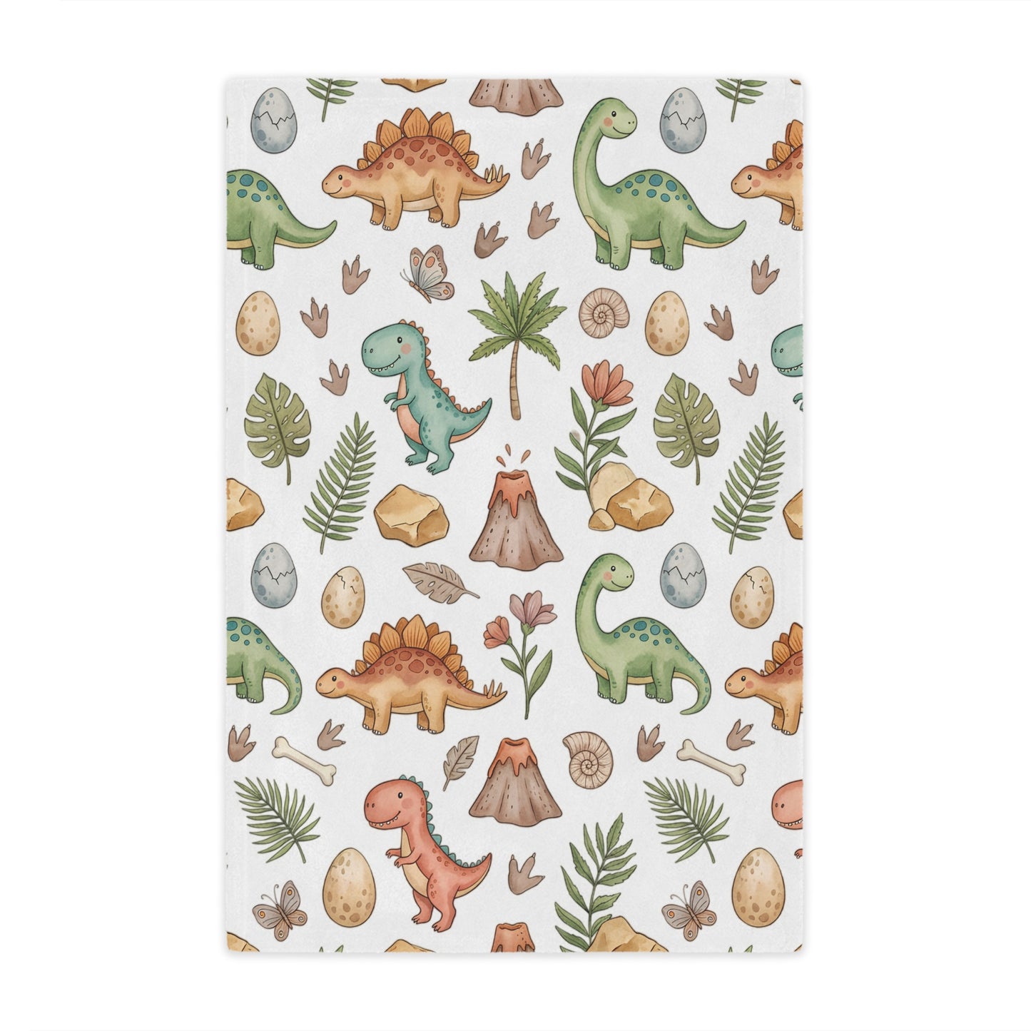 Dino Nursery Minky Blanket — Cute Watercolor Dinosaurs Baby Throw