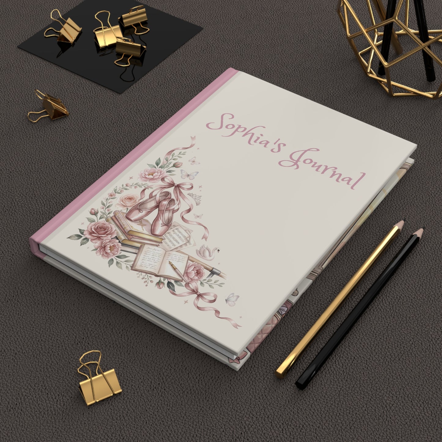 Ballerina Floral Hardcover Journal — Personalized 'Sophia's Journal' Ballet Keepsake