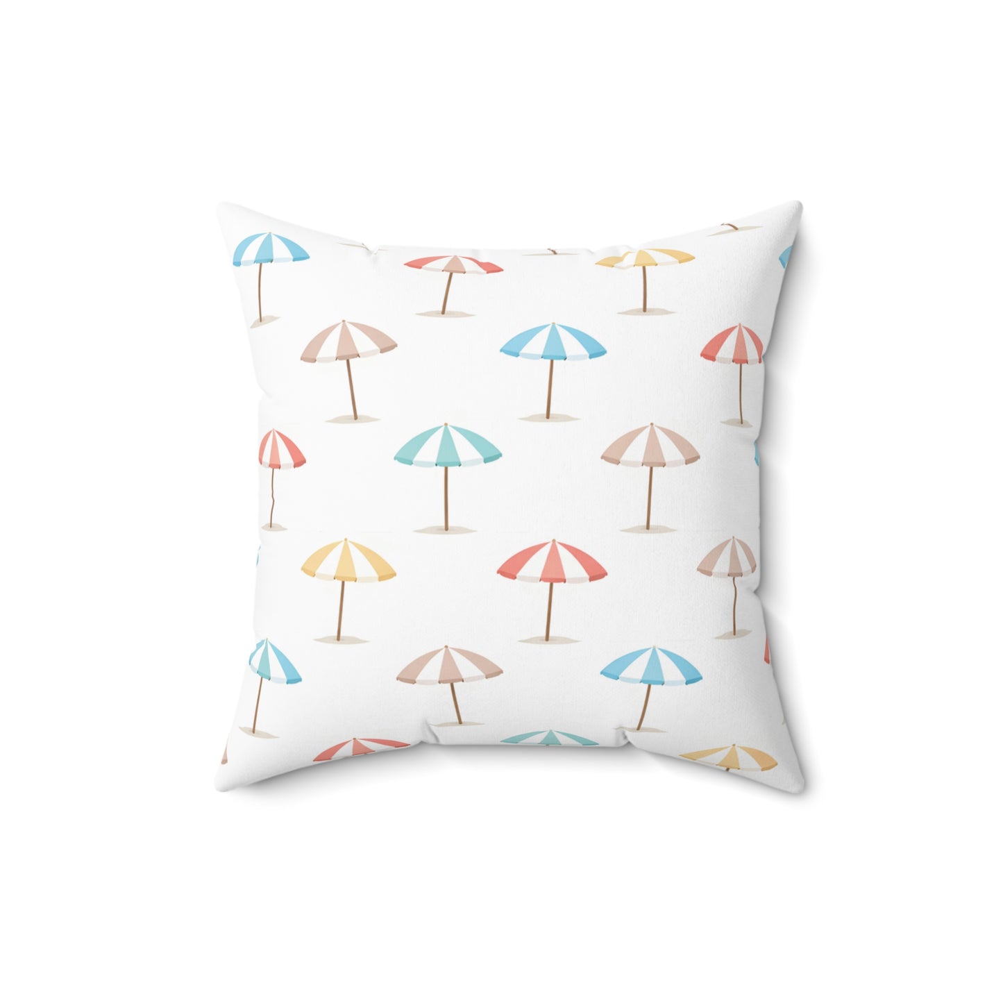Beach Umbrella Pattern Spun Polyester Pillow — Pastel Tropical Throw Pillow