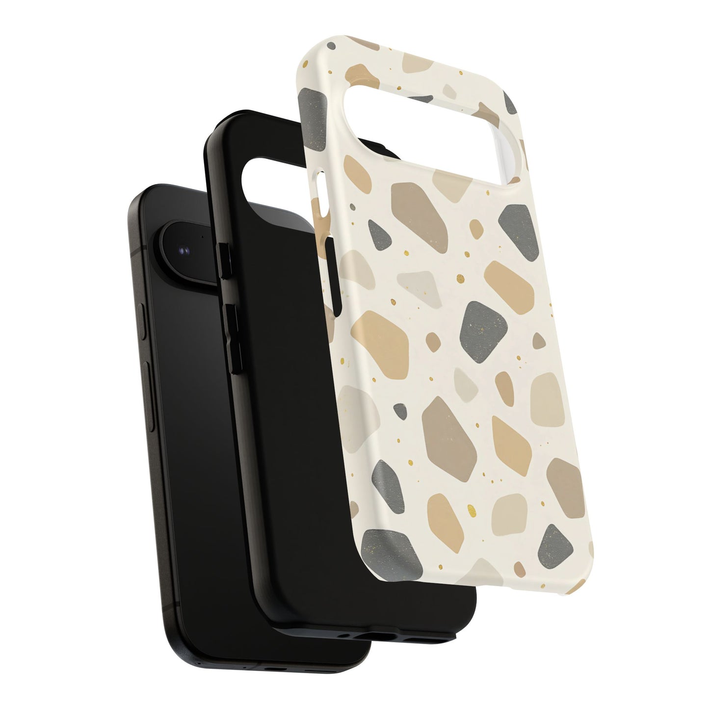 Neutral Terrazzo Pattern iPhone Case – Earthy Stone-Inspired Protective Cover