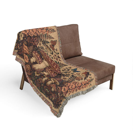 Mushroom Woodland Woven Blanket