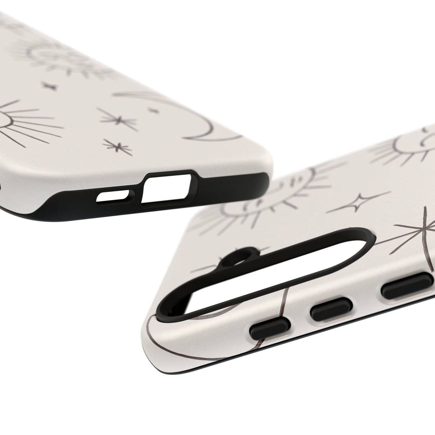 Celestial Moon & Sun Line Art iPhone Case – Minimalist Boho Cosmic Design