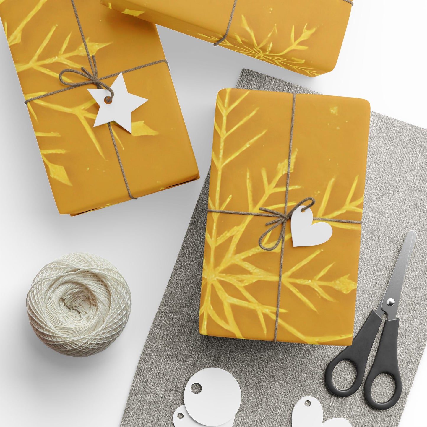 Golden Snowflake Wrapping Paper – Luxurious Holiday Gift Wrap