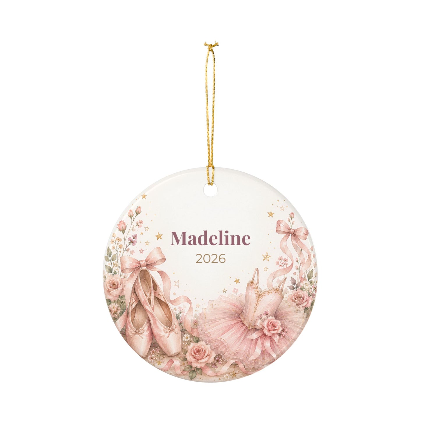 Personalized Ballet Ornament – Custom Name & Year Ceramic Decoration