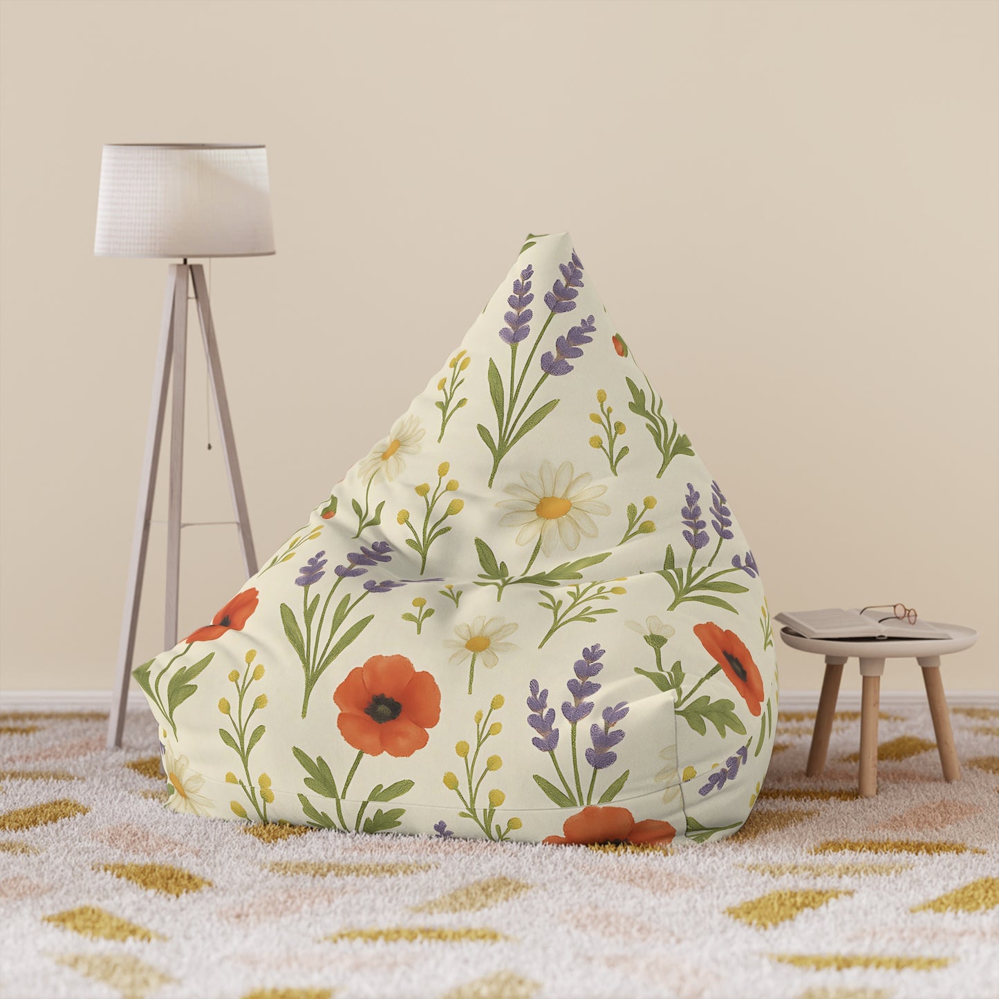 Floral Meadow Bean Bag Chair – Cottagecore Lounge Seating for Kids, Teens, and Cozy Corners