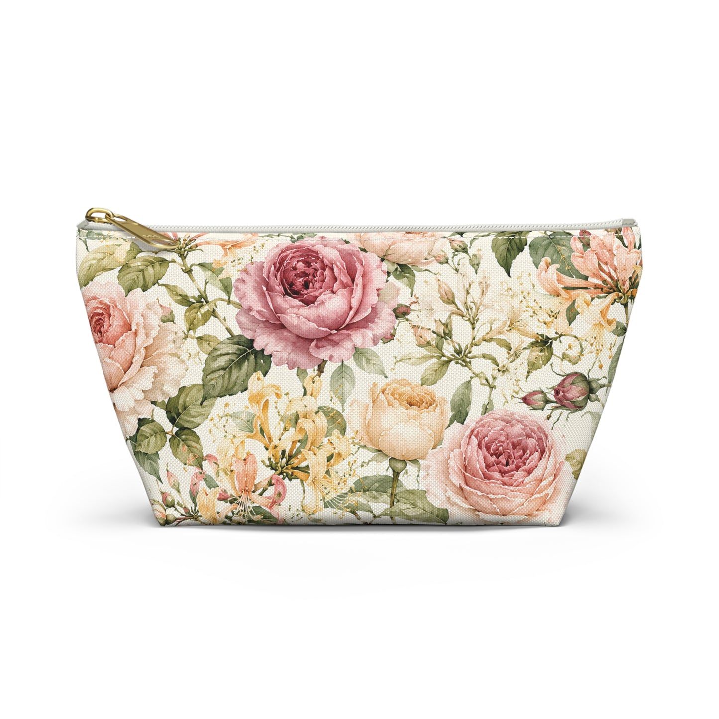 Floral Rose Accessory Pouch — Vintage Garden Makeup Bag