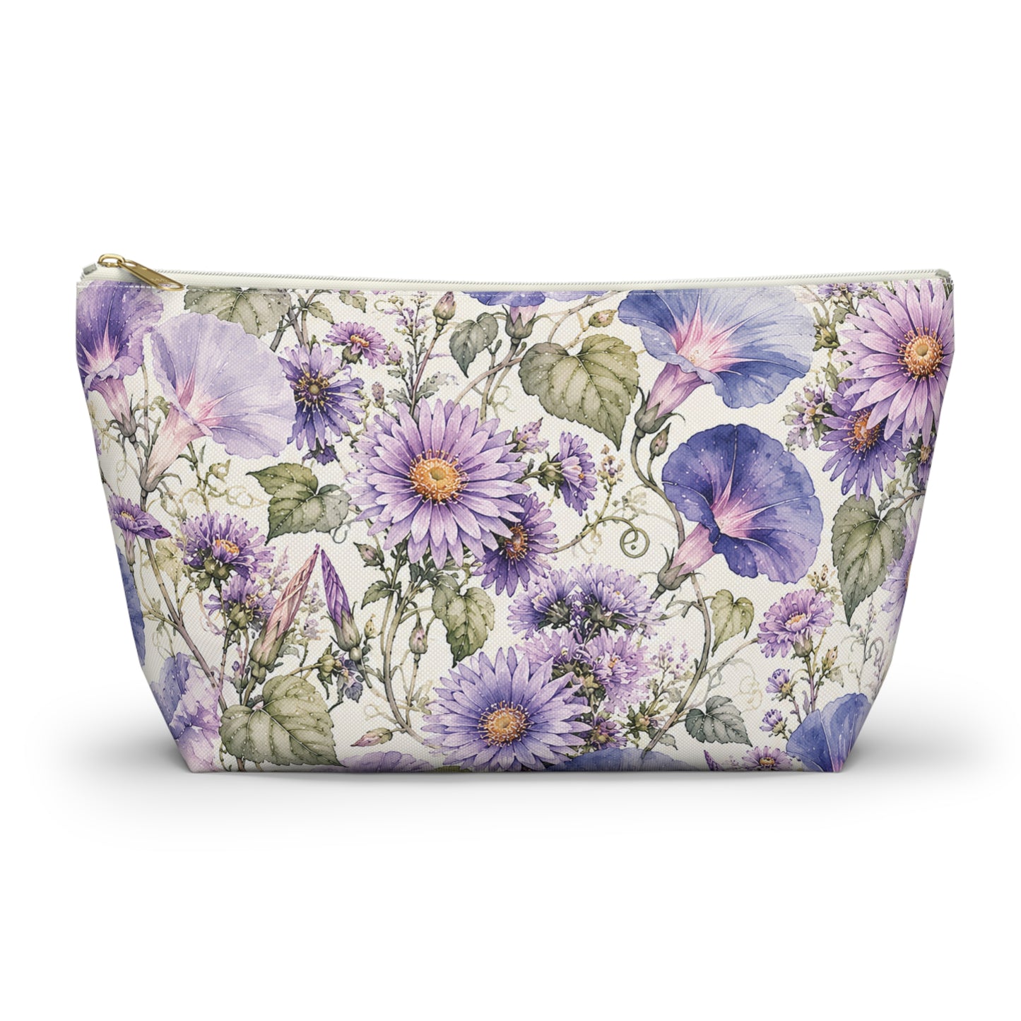 Floral Lavender Cosmetic Pouch — Purple Wildflower Accessory Bag