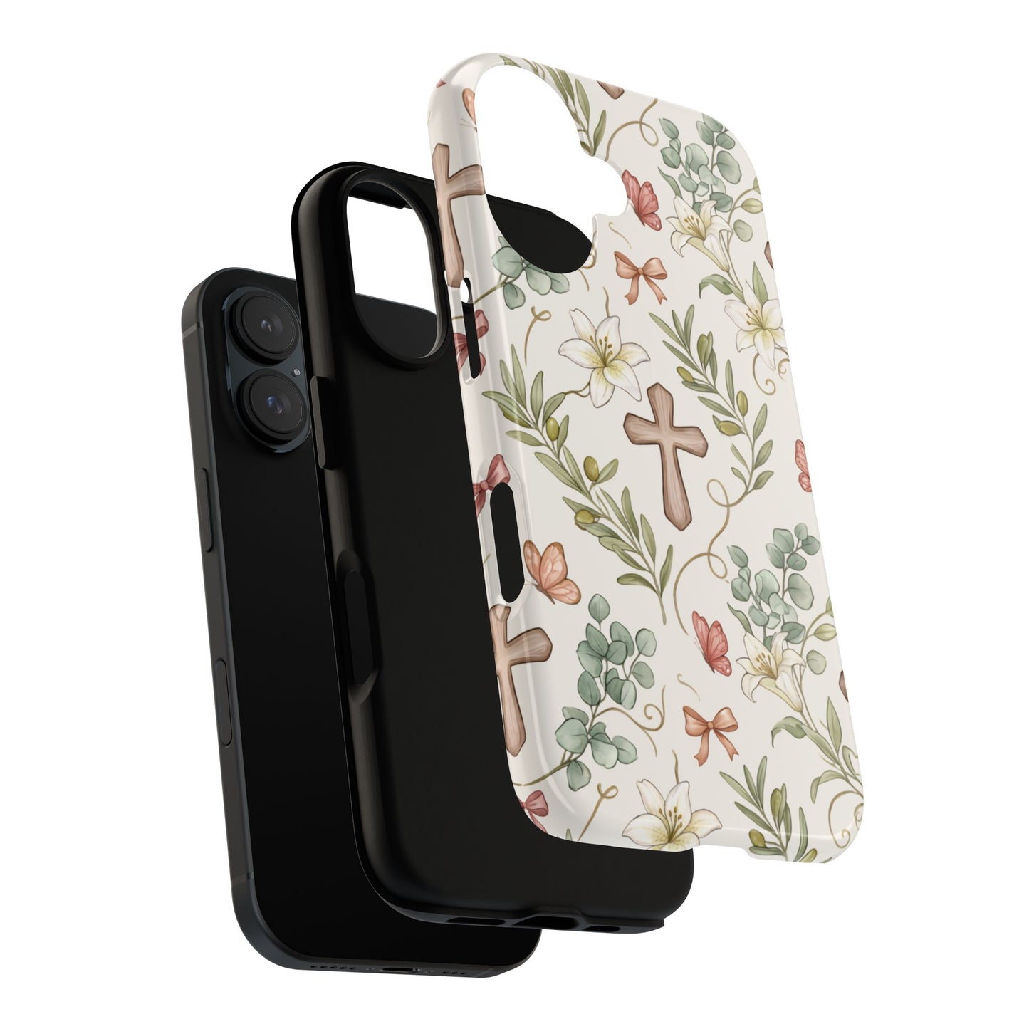 Floral Cross Tough Phone Case – Faith-Inspired Protective iPhone Cover