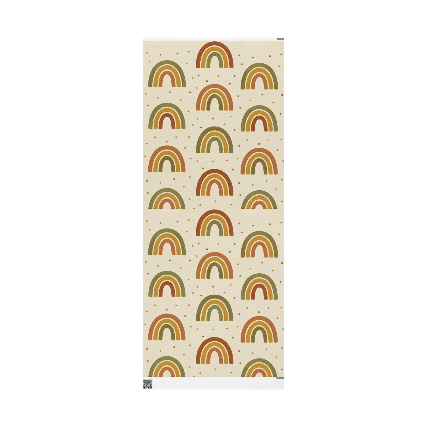Boho Rainbow Wrapping Paper – Earth Tone Arches & Dots on Neutral Background