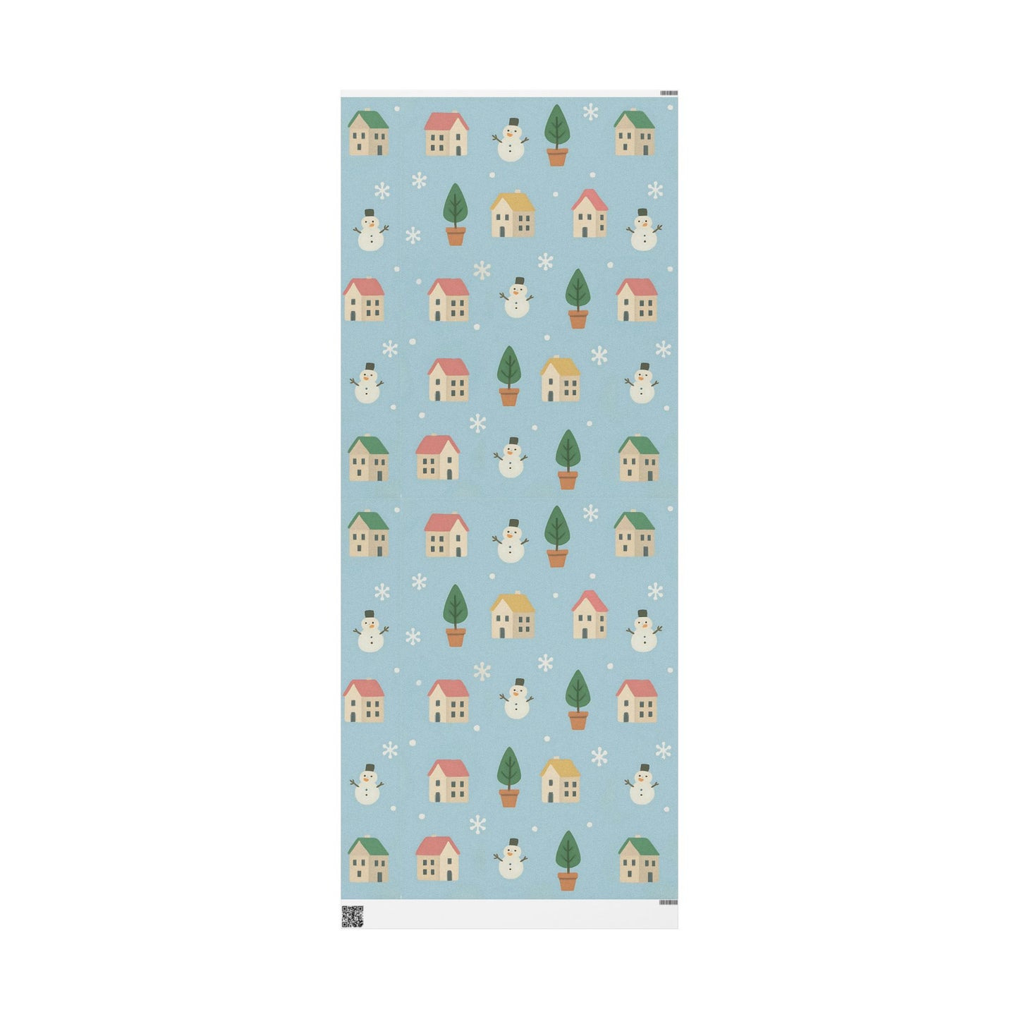 Whimsical Winter Village Wrapping Paper – Snowmen, Trees & Cozy Houses
