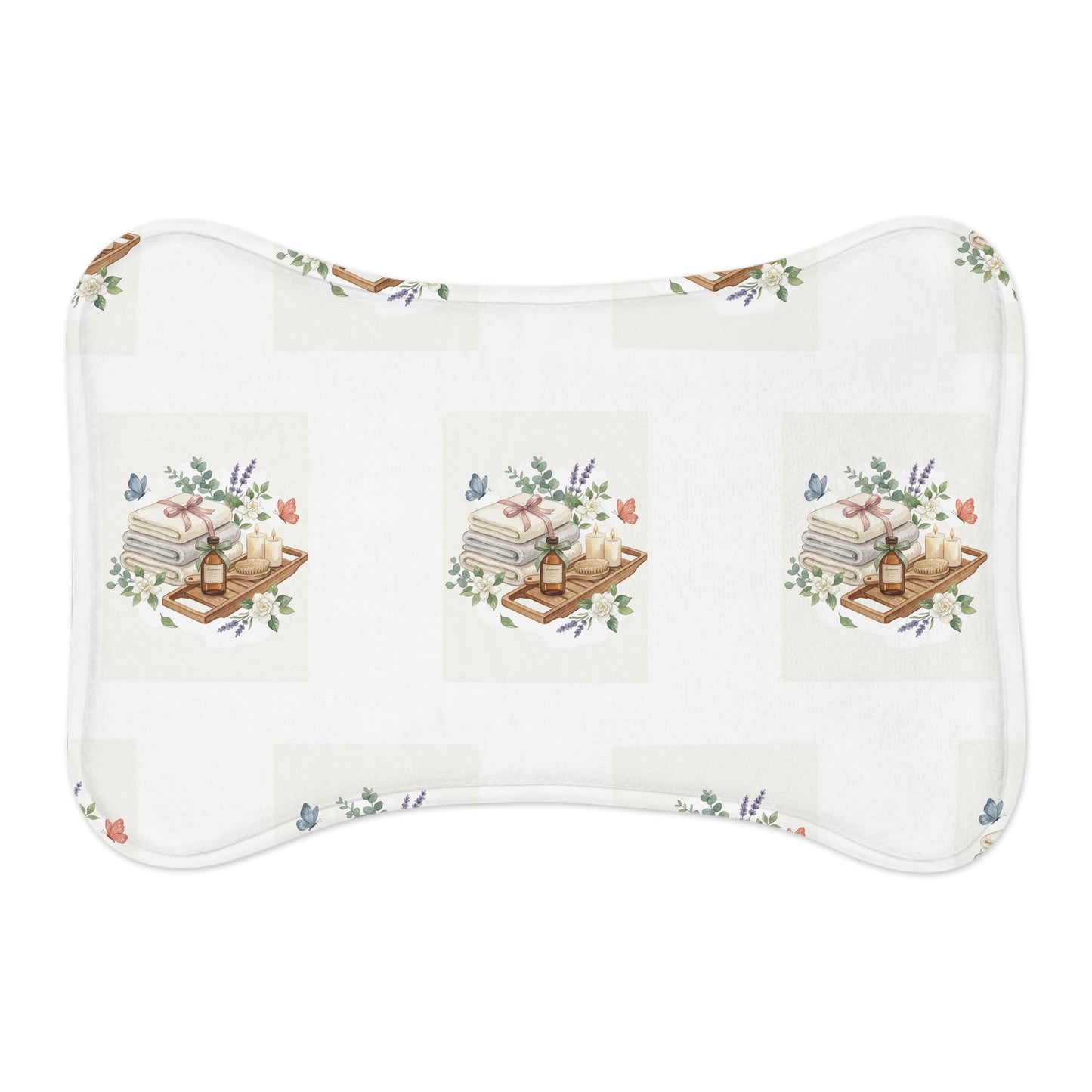Spa Floral Pet Feeding Mat — Non-Slip Dog & Cat Bowl Placemat