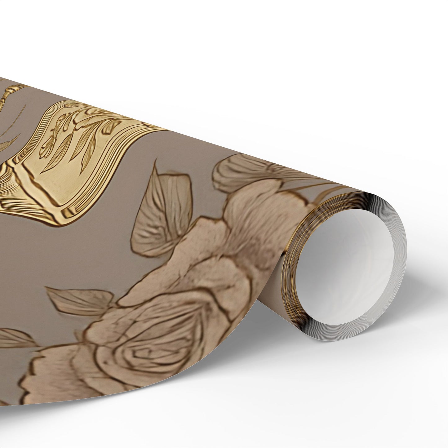 Vintage Perfume Bottle Wrapping Paper – Elegant Gold Floral Gift Wrap in Glossy or Matte