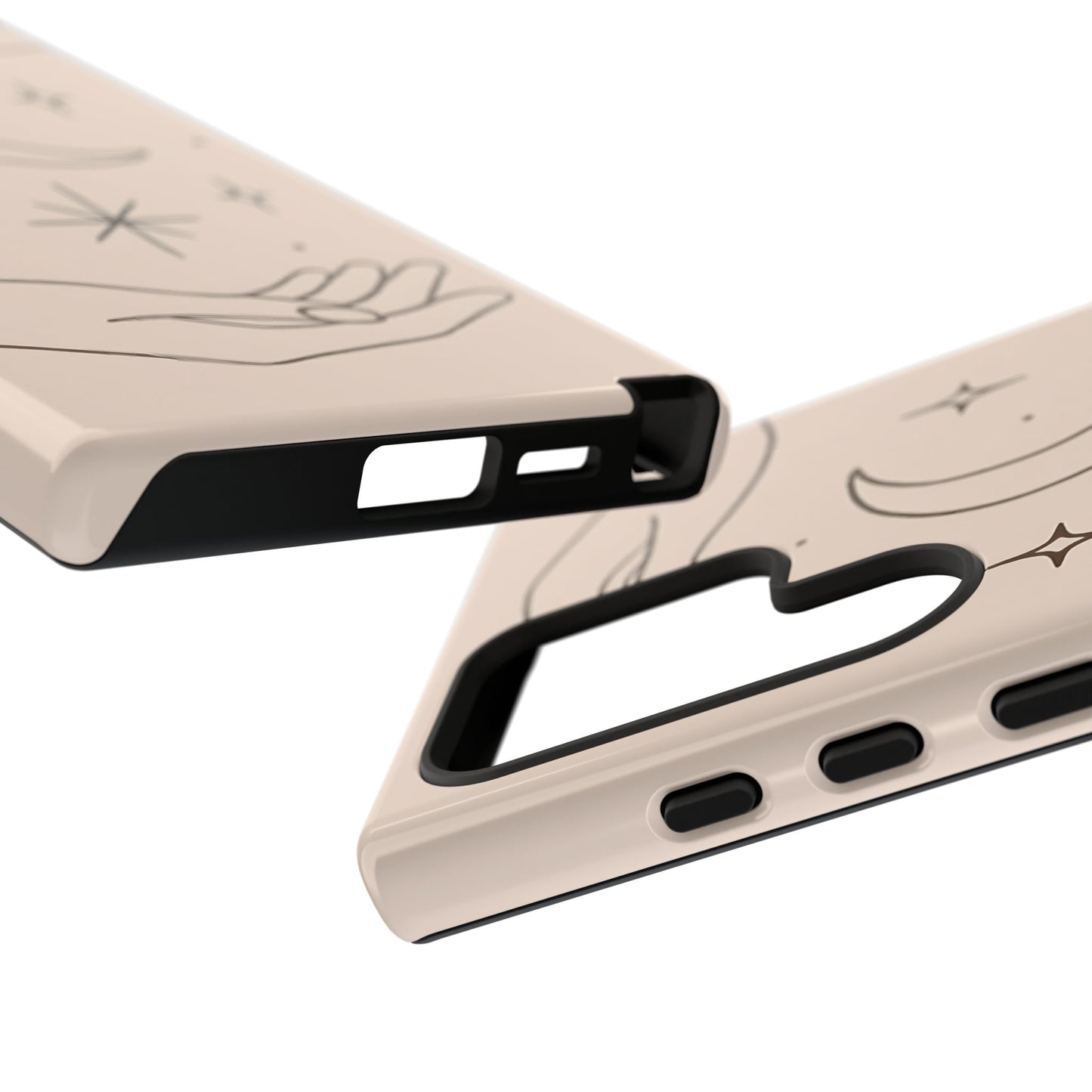 Mystic Minimalist Hands & Moon Phone Case – Celestial Line Art Design