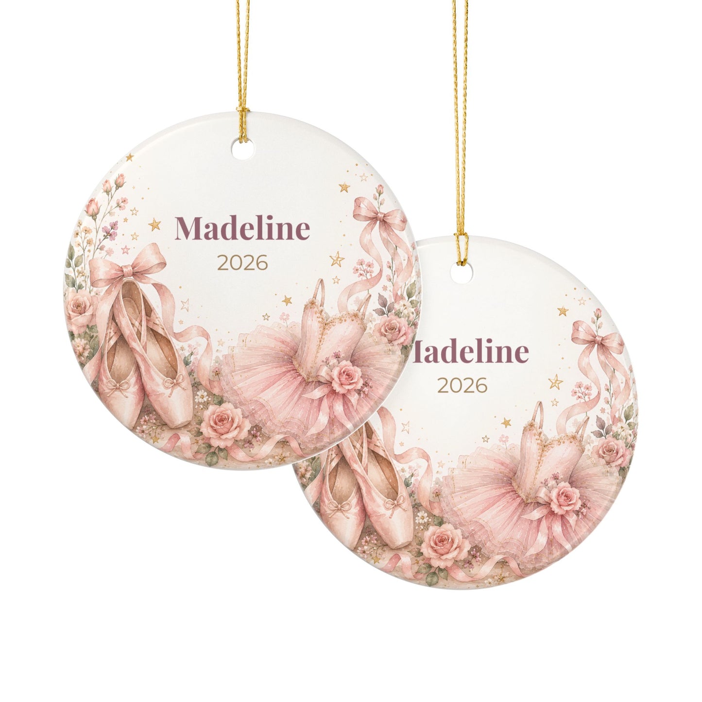 Personalized Ballet Ornament – Custom Name & Year Ceramic Decoration