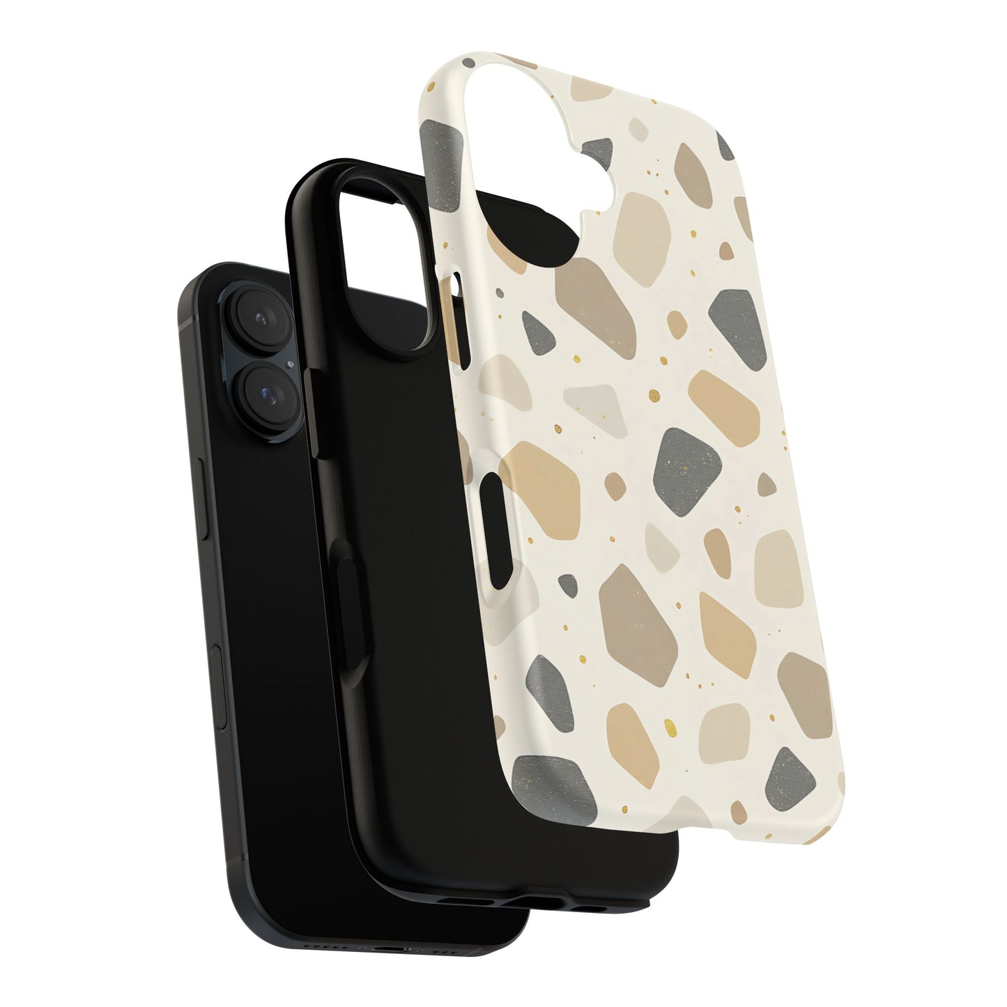 Neutral Terrazzo Pattern iPhone Case – Earthy Stone-Inspired Protective Cover