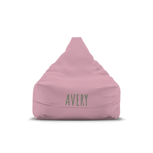 Personalized Pink Bean Bag Cover — Custom Name Avery Kids Lounger