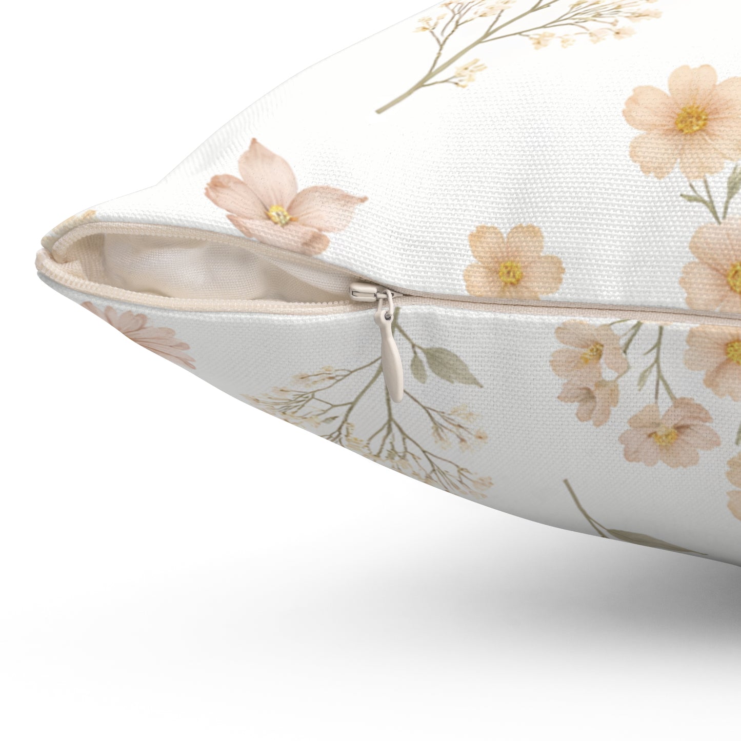 Dainty Wildflower Square Pillow — Pastel Floral Decorative Cushion