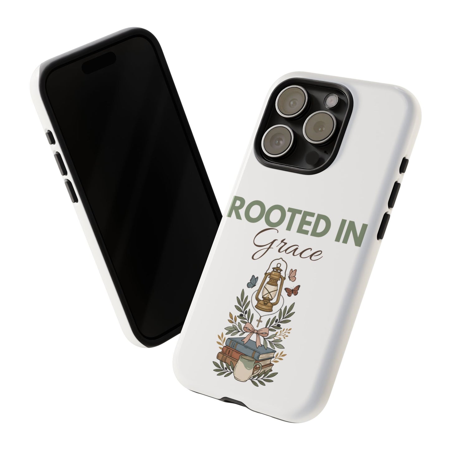Rooted in Grace Phone Case — Floral Lantern Christian Protective Cover