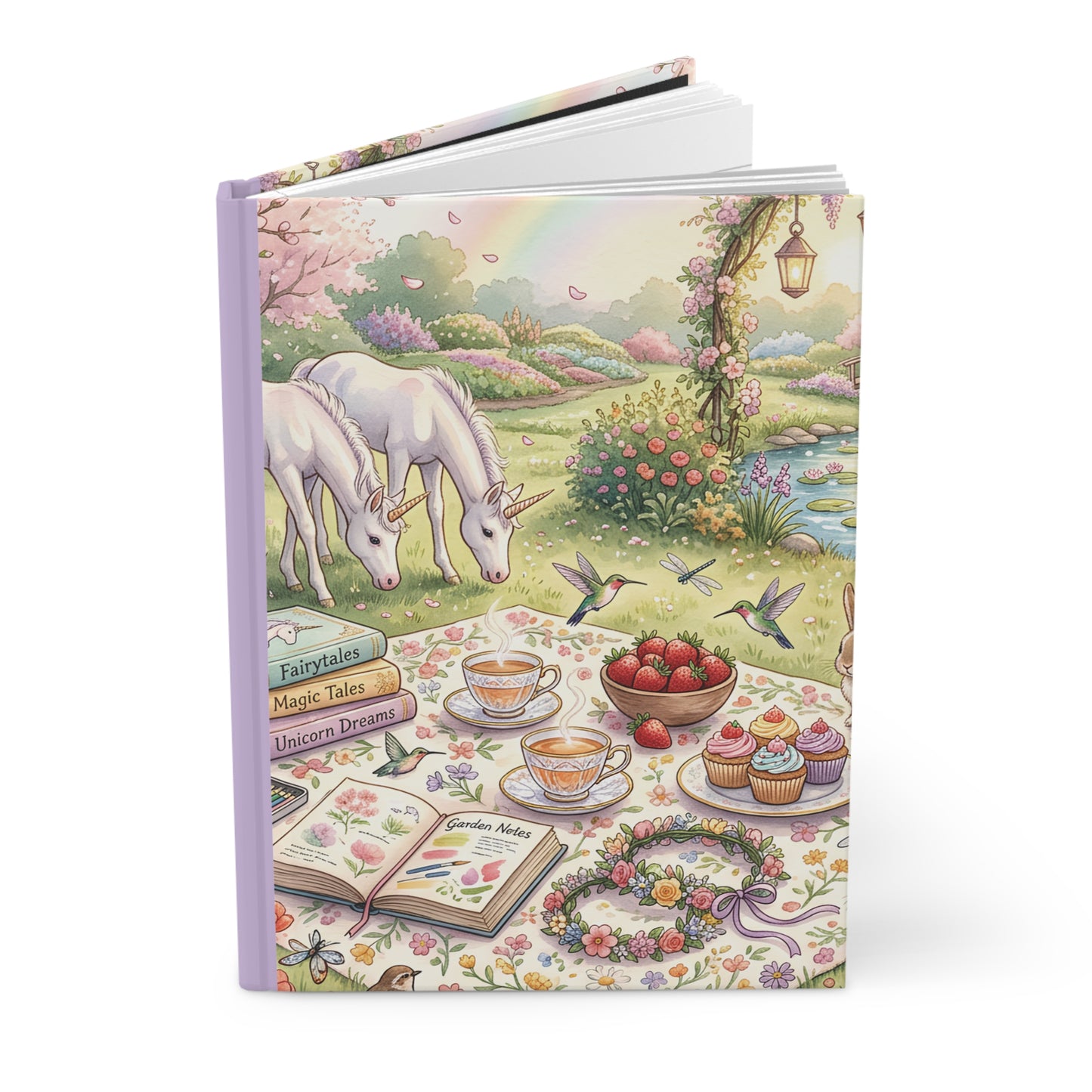 Whimsical Unicorn Tea Party Hardcover Journal — Pastel Picnic Notebook for Writing & Sketching