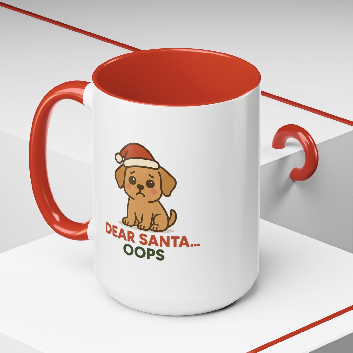 Cute Puppy “Dear Santa… Oops” Christmas Mug – Festive Holiday Dog Design, 11oz & 15oz Ceramic Coffee Cup