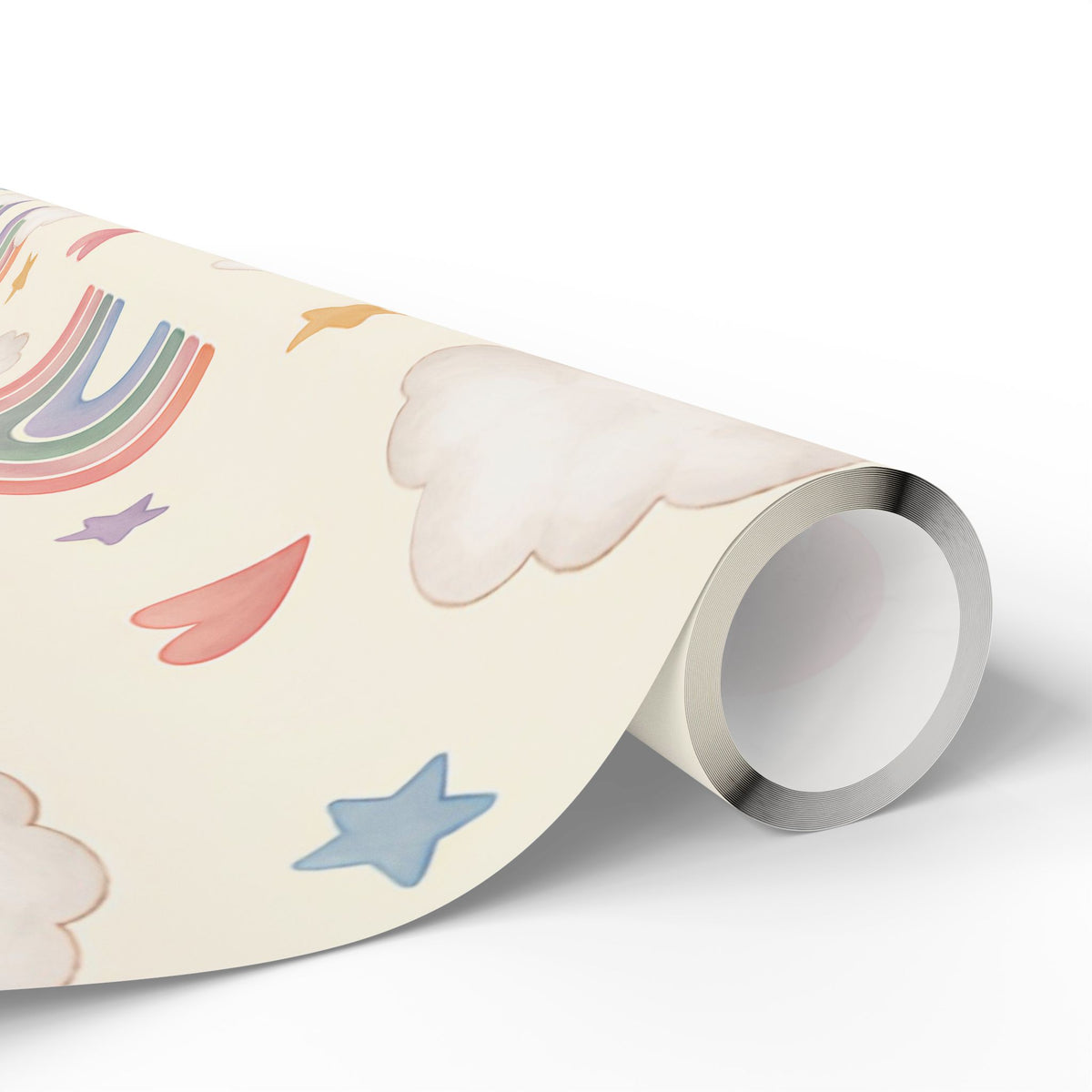 Wrapping Paper Roll — Pastel Rainbow & Cloud Gift Wrap (Neutral Baby Shower, Birthday, Nursery)