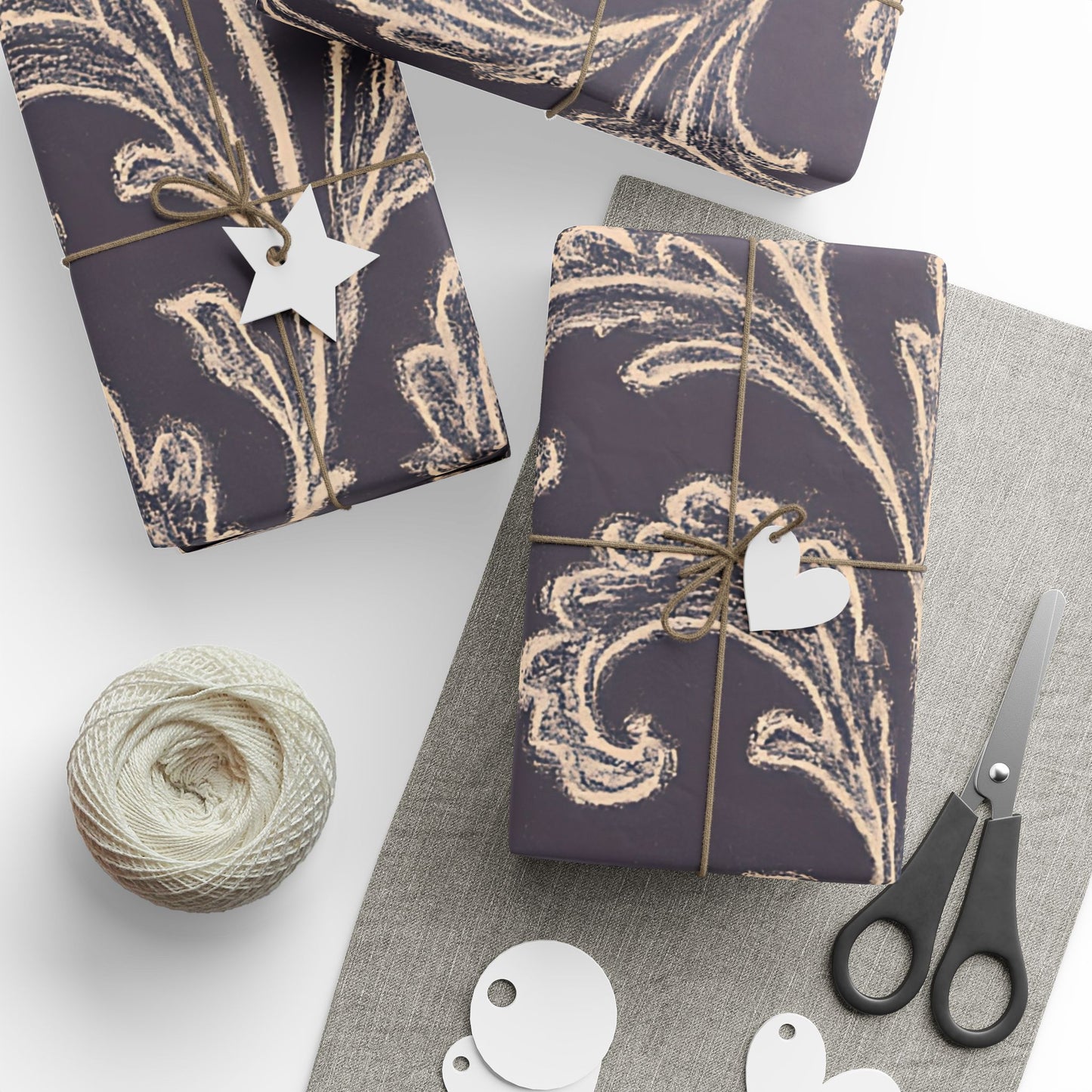 Elegant Floral Damask Wrapping Paper – Luxe Vintage-Inspired Gift Wrap in Glossy or Matte