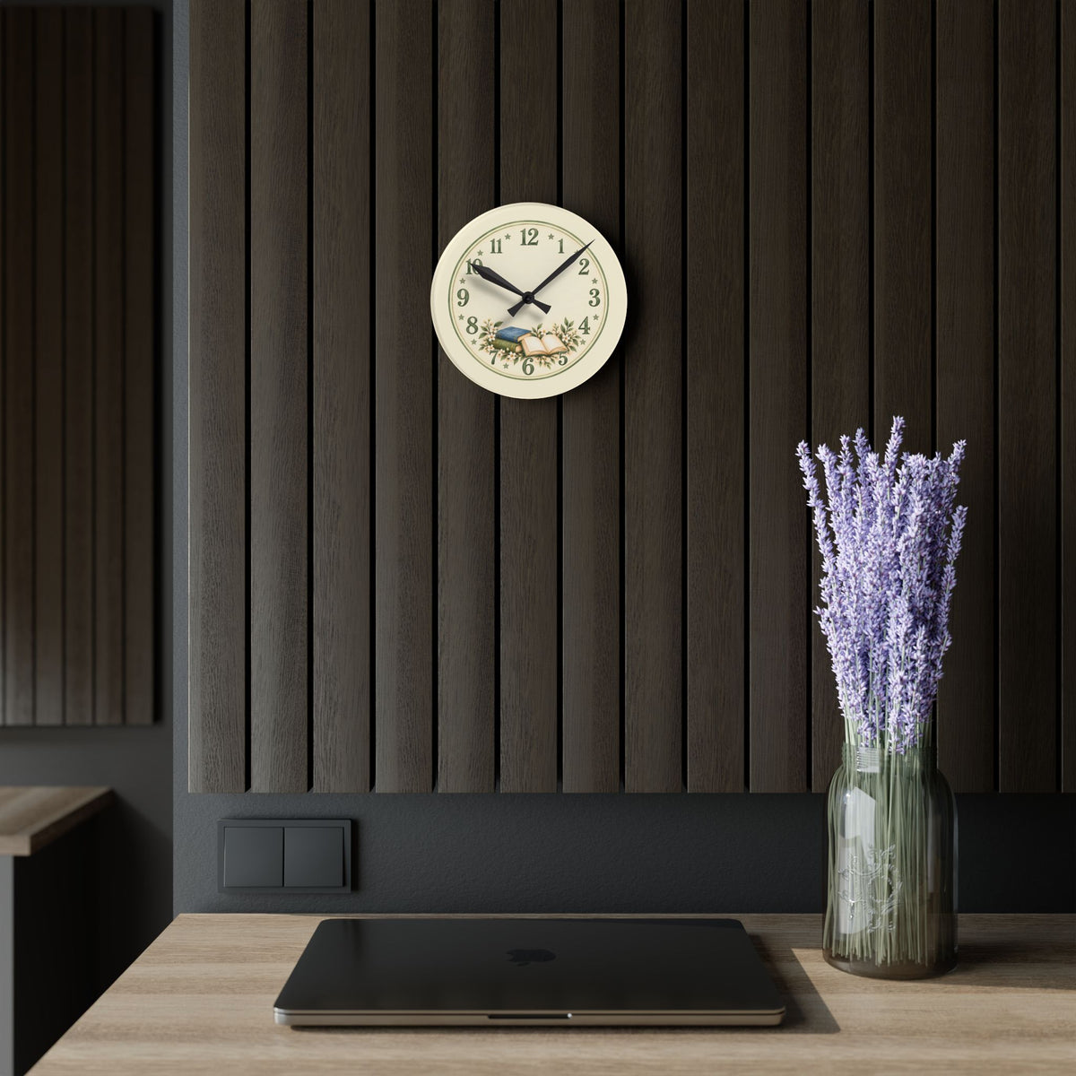 Vintage Book Lover Acrylic Wall Clock