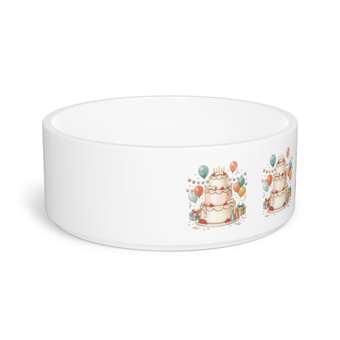 Pet Bowl — Birthday Cake Party Design Ceramic Dog & Cat Food Bowl