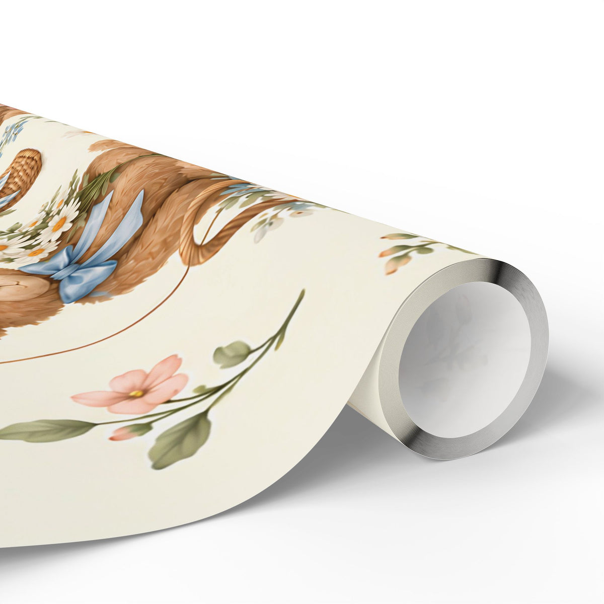Teddy Bear Floral Wrapping Paper Roll — Vintage Baby Shower & Newborn Gift Wrap