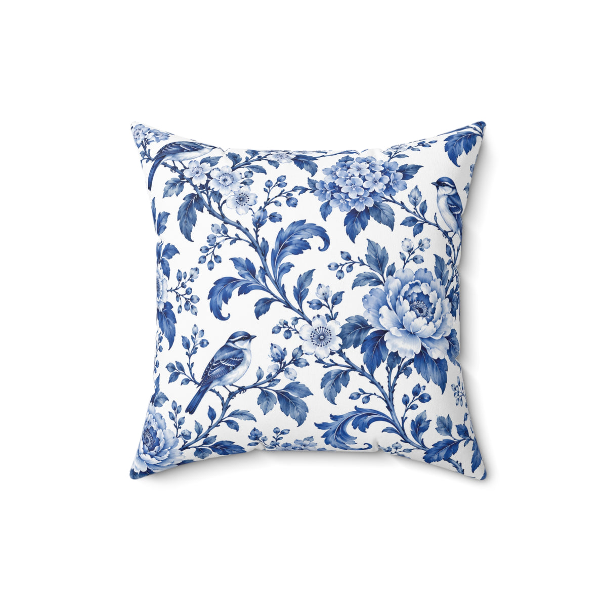 Blue Floral Toile Decorative Pillow