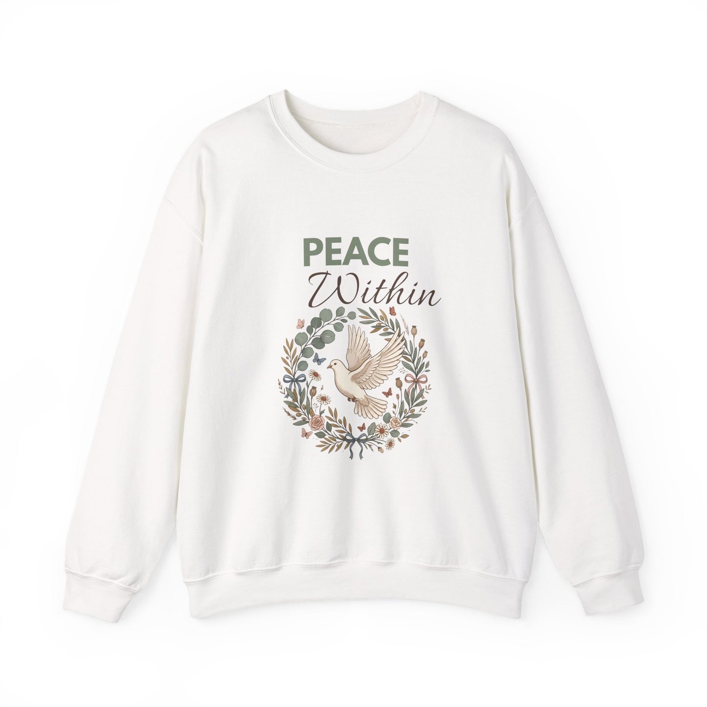 Peace Within Sweatshirt — Dove & Floral Comfort Crewneck