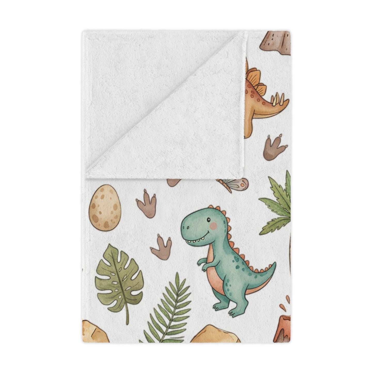 Dino Nursery Minky Blanket — Cute Watercolor Dinosaurs Baby Throw