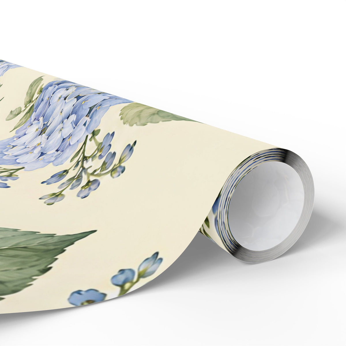 Floral Hydrangea Wrapping Paper Roll — Blue Vintage Flower Gift Wrap