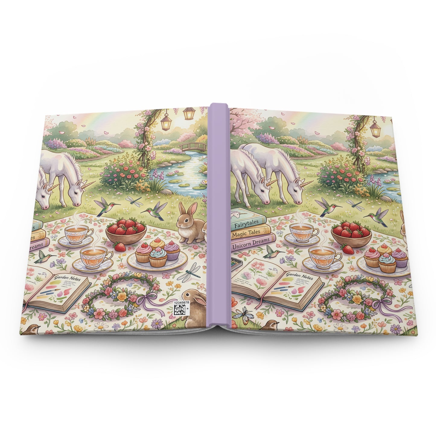 Whimsical Unicorn Tea Party Hardcover Journal — Pastel Picnic Notebook for Writing & Sketching