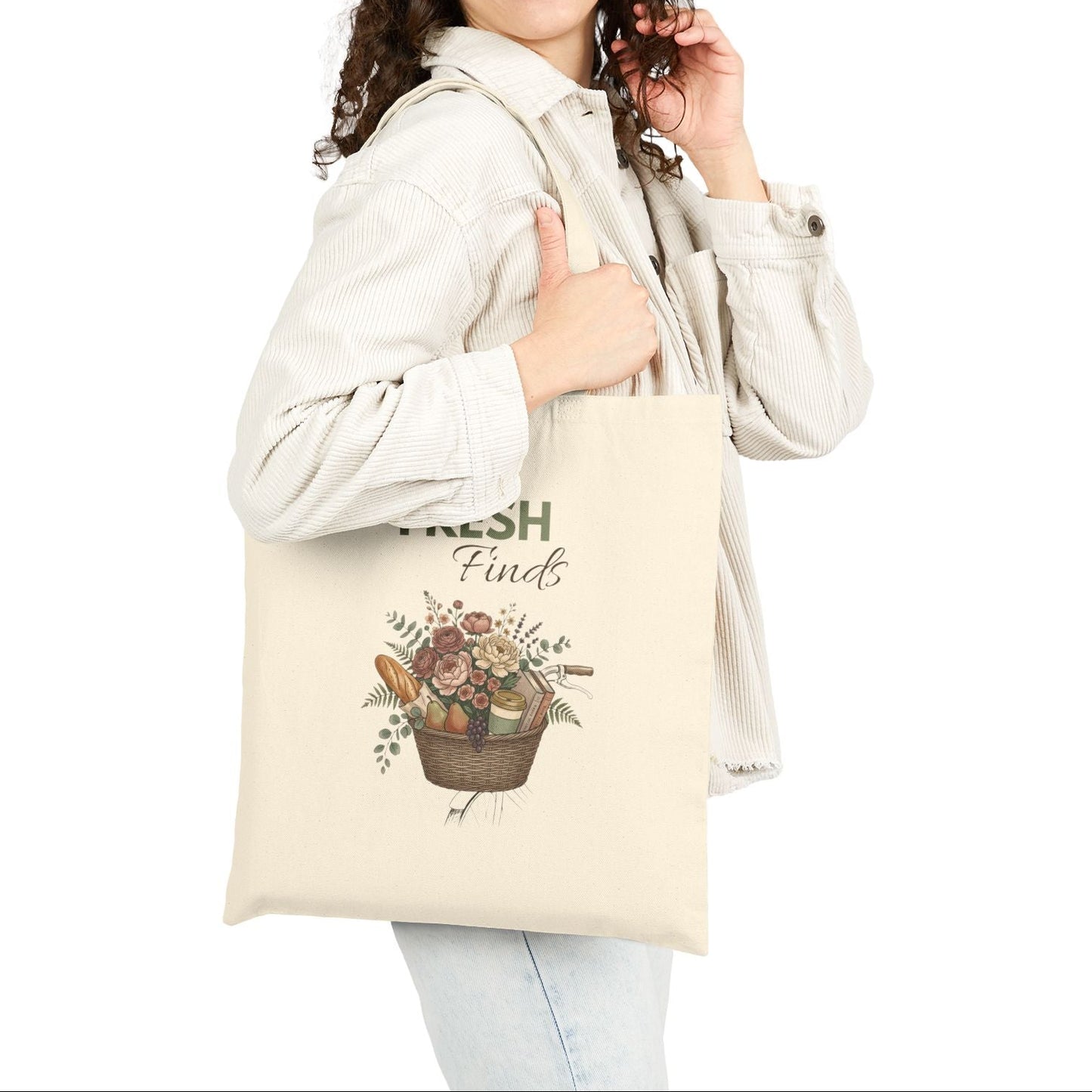 Fresh Finds Canvas Tote Bag — Farmer's Market Basket Grocery Shopper