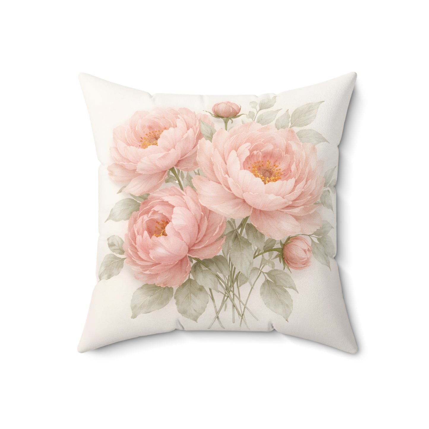 Peony Bouquet Throw Pillow — Soft Pink Floral Decorative Cushion