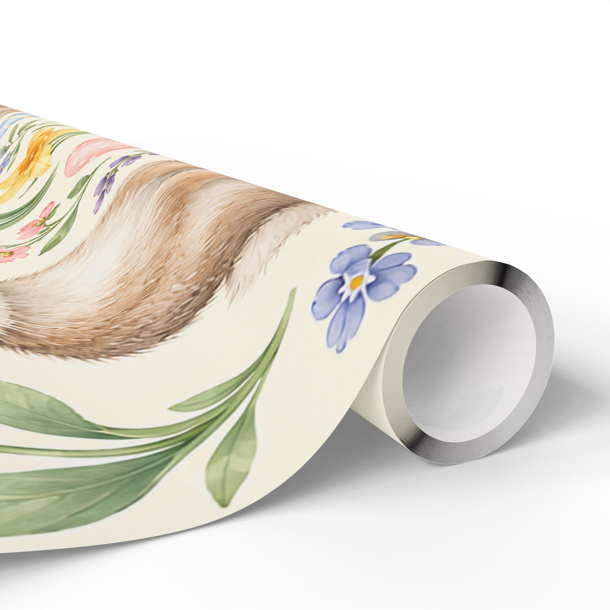 Easter Bunny Floral Wrapping Paper Roll — Pastel Spring Gift Wrap