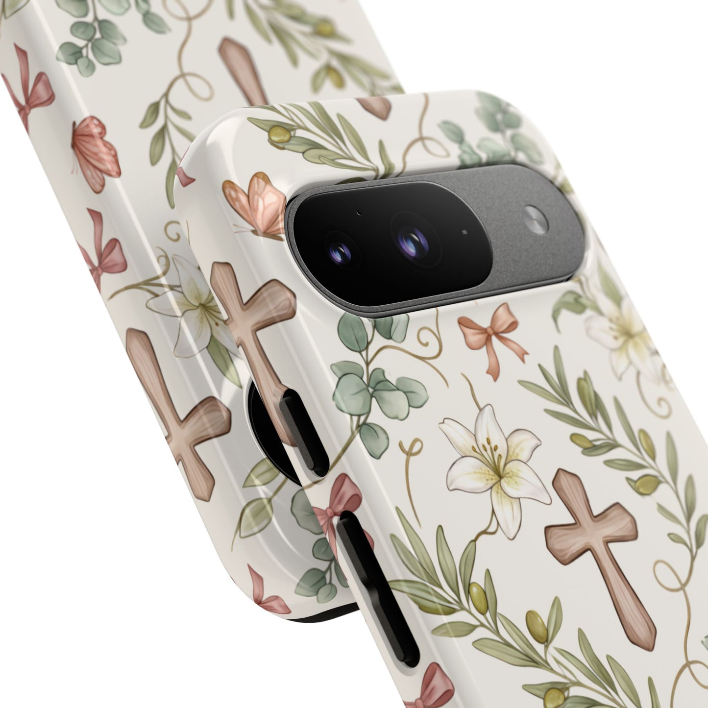 Floral Cross Tough Phone Case – Faith-Inspired Protective iPhone Cover