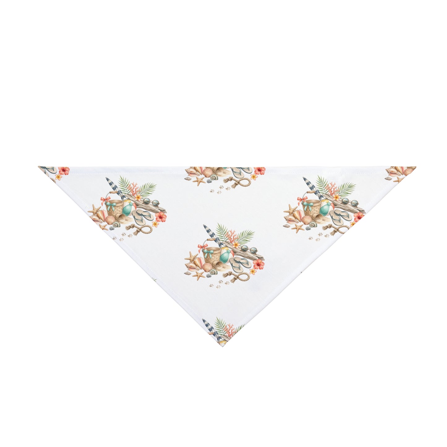 Beach Day Pet Bandana – Coastal Dog Bandana – Watercolor Seashell Pet Scarf – Summer Dog & Cat Bandana