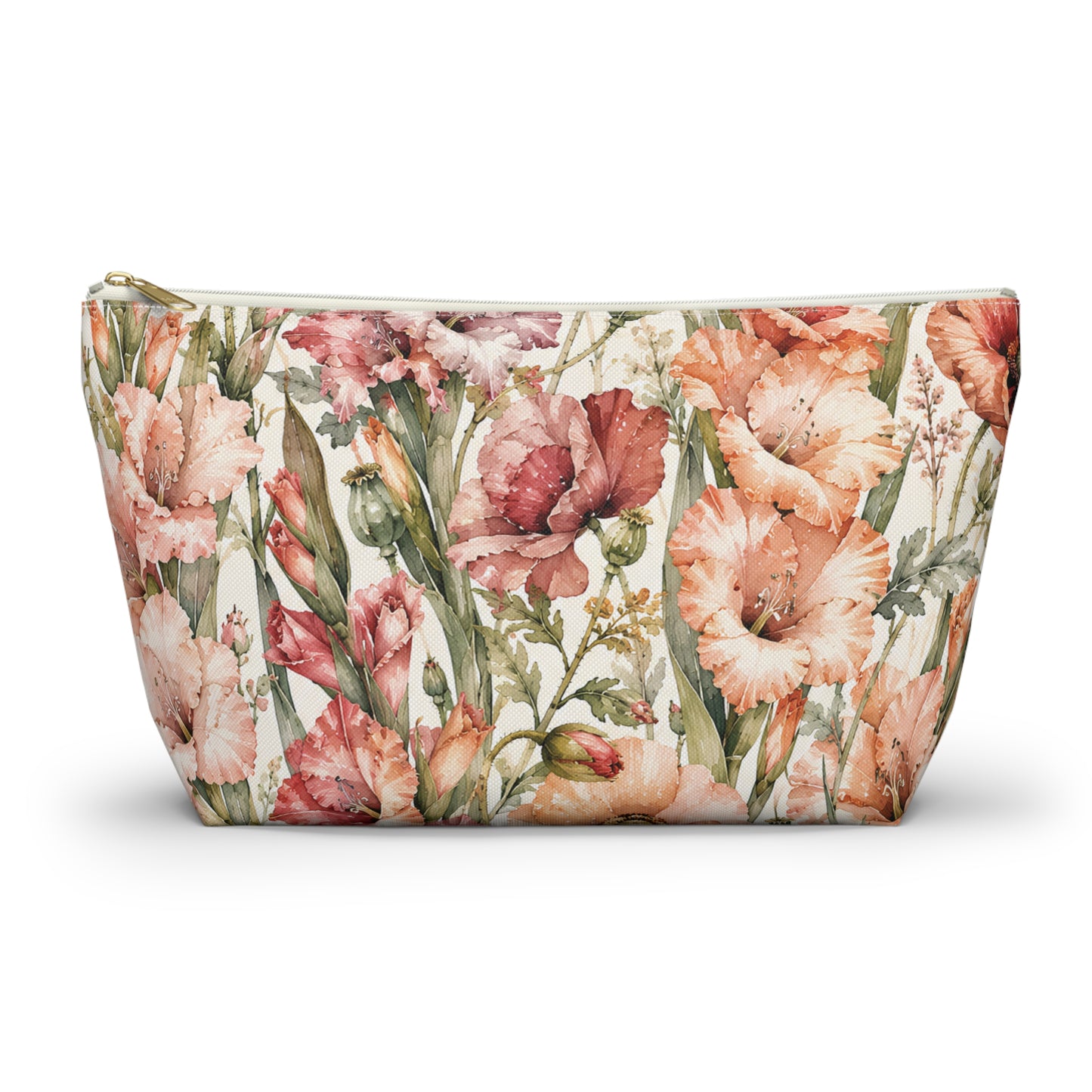 Floral Gladiolus Accessory Pouch — Botanical Makeup Bag