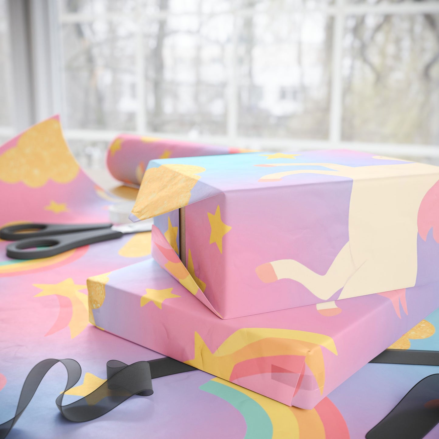Magical Unicorn & Rainbow Wrapping Paper – Pink Pastel Fantasy Gift Wrap